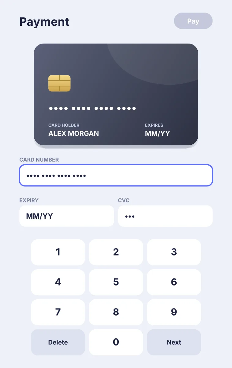 Card payment: an Ova Motion template