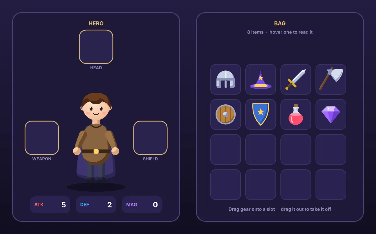 RPG inventory: an Ova Motion template