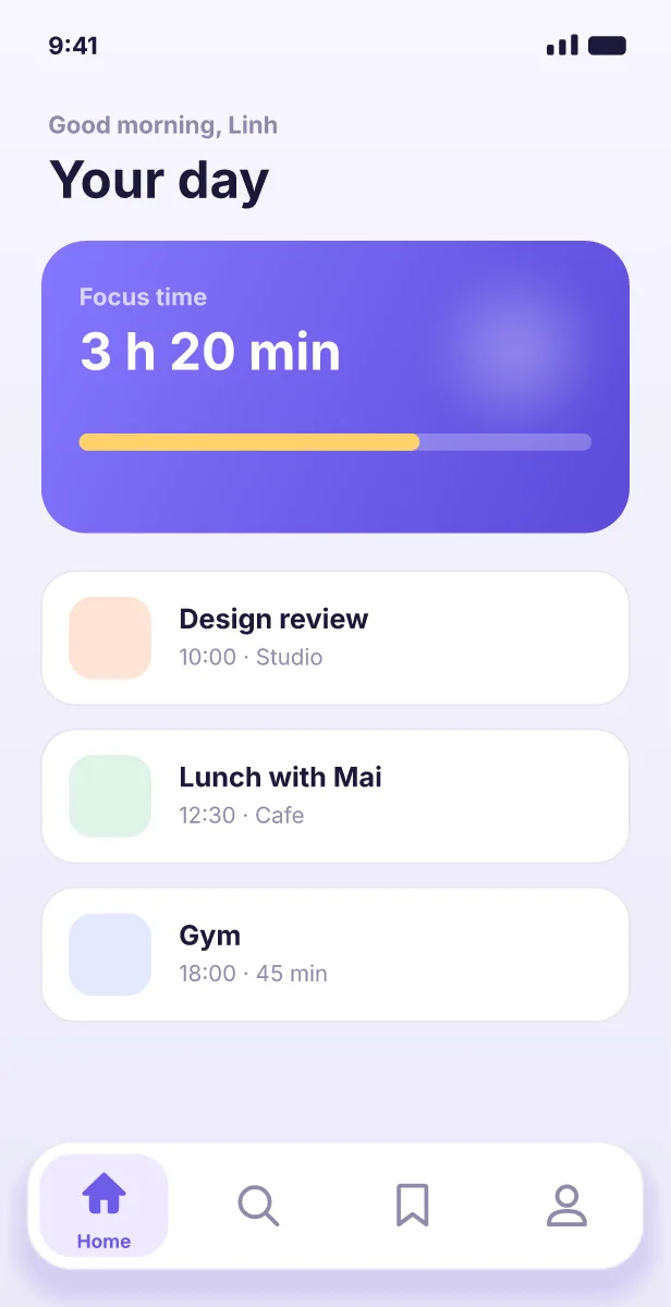 Tab bar: an Ova Motion template